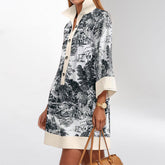 Molla - Women's 3/4 Sleeve Print Shirt Dress